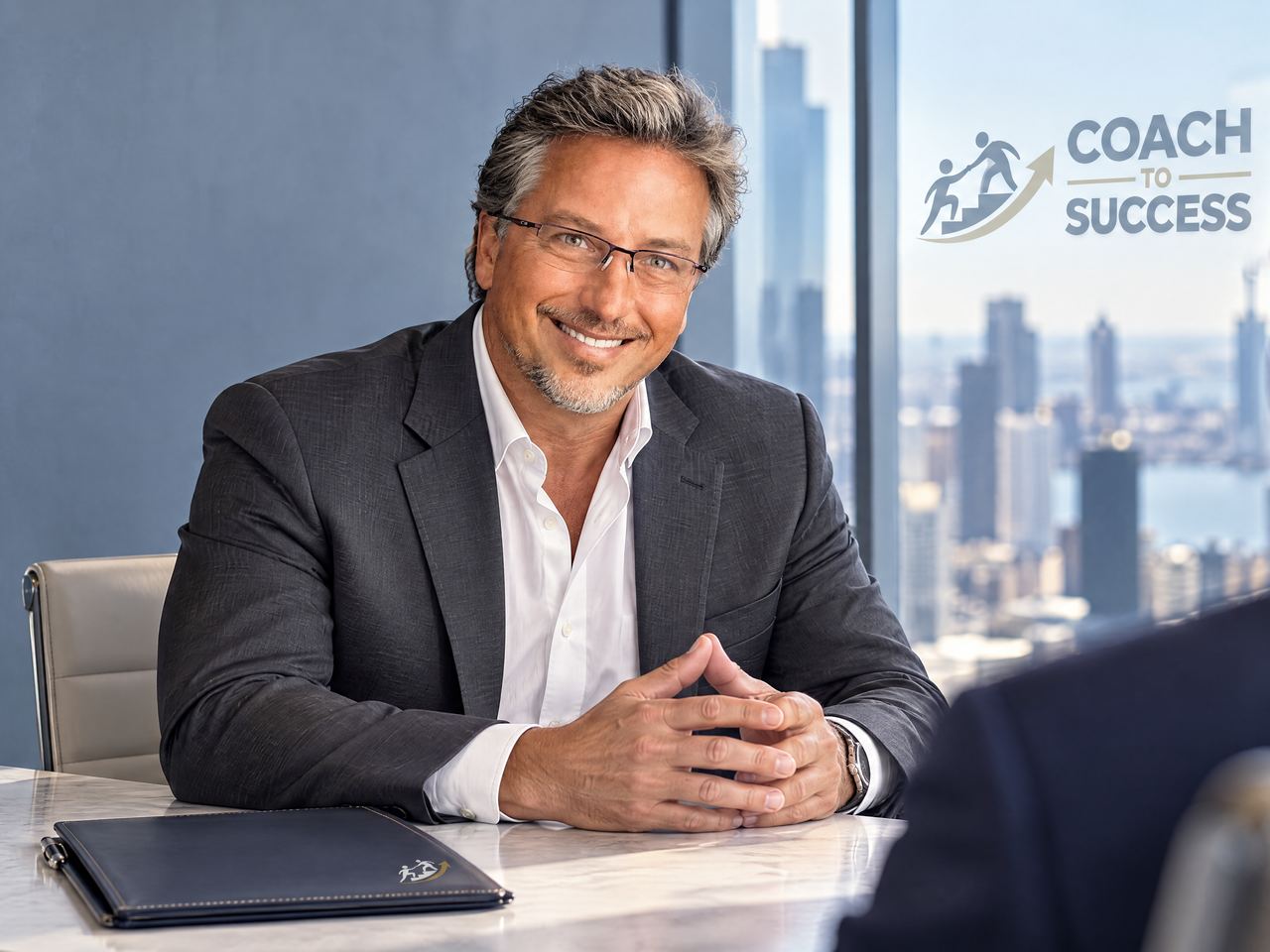 Steve Lindstrom in conversation across his desk