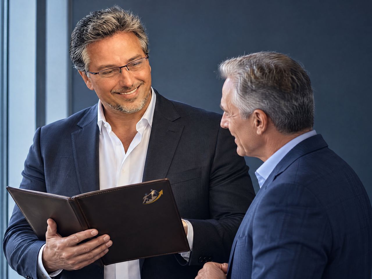 Steve Lindstrom presenting the one-page plan to a client